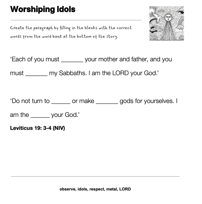 Worshiping Idols fill-in-the-blank